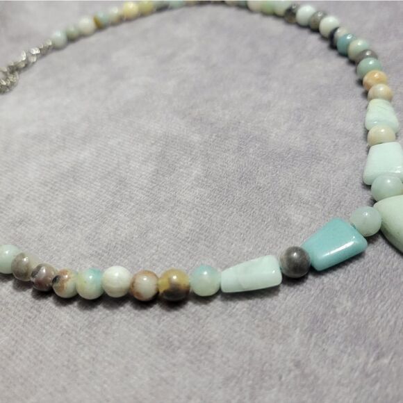 Multi Color Amazonite Beaded Tribal Necklace - Picture 5 of 14